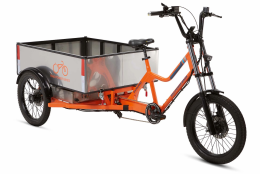 Photo shows three wheeler Radburro E-Bike with storage space that was chosen for implementation.